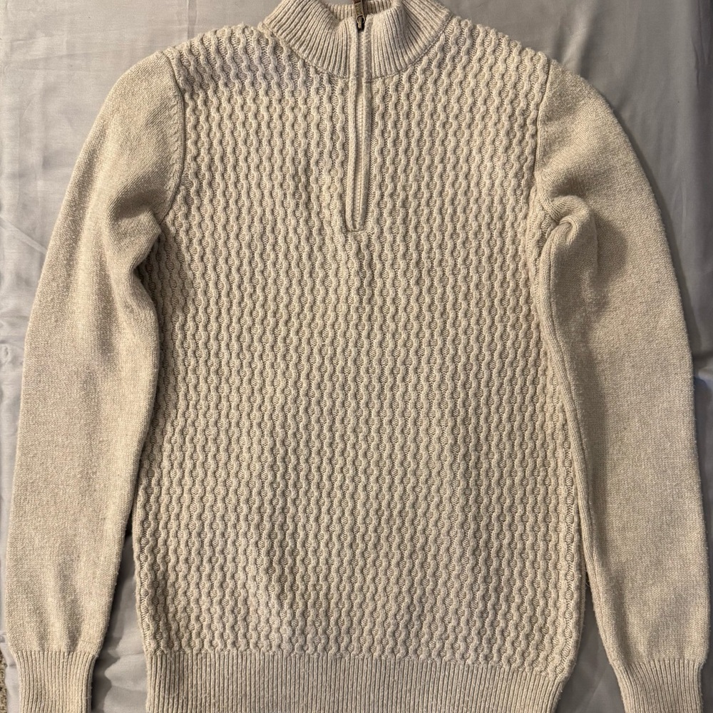 Frye Men's Beige Zip-Up Sweater